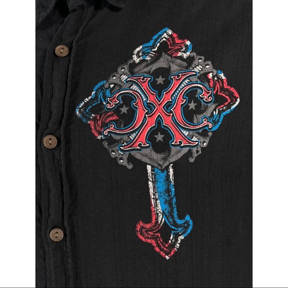 Xtreme Couture by Affliction Men's Button Down Woven Shirt Fortress Black - Picture 7 of 12